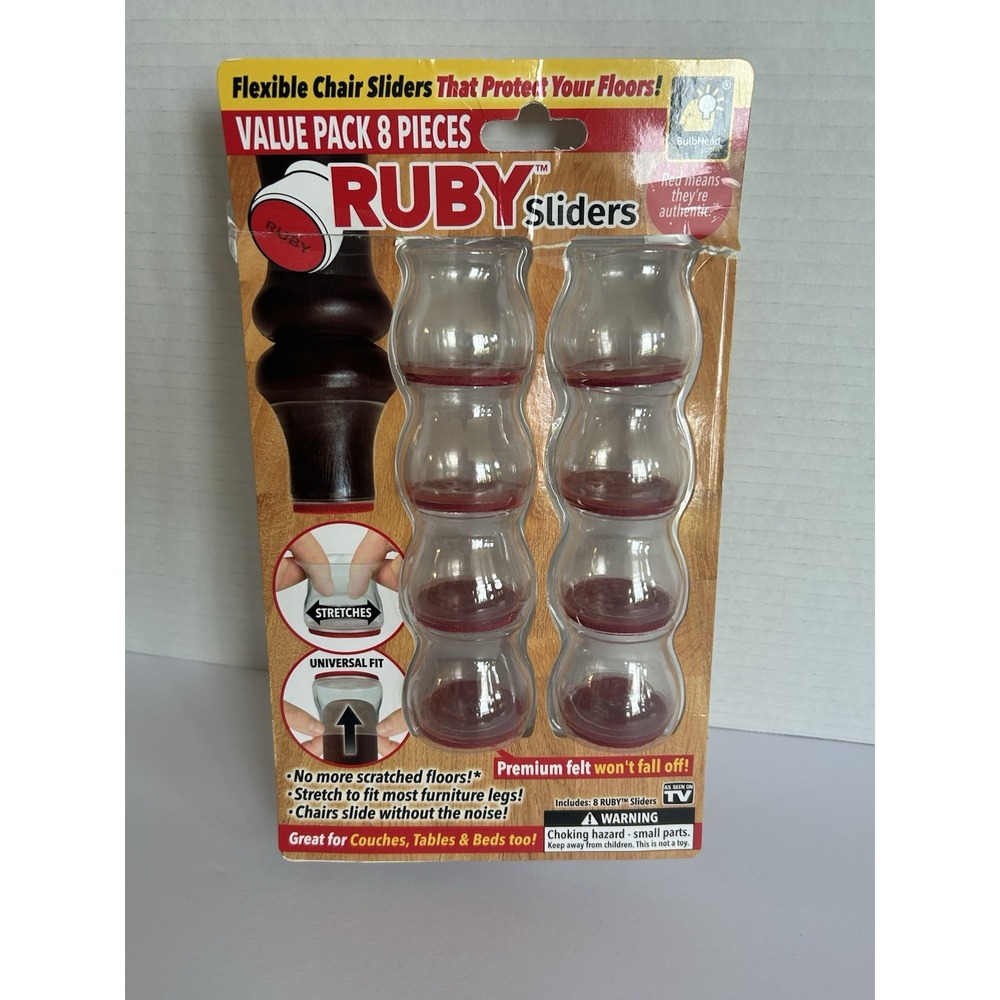 Ruby Sliders - 8 Pieces -‎ Flexible Chair or Leg Sliders Helps Prevent Scratches